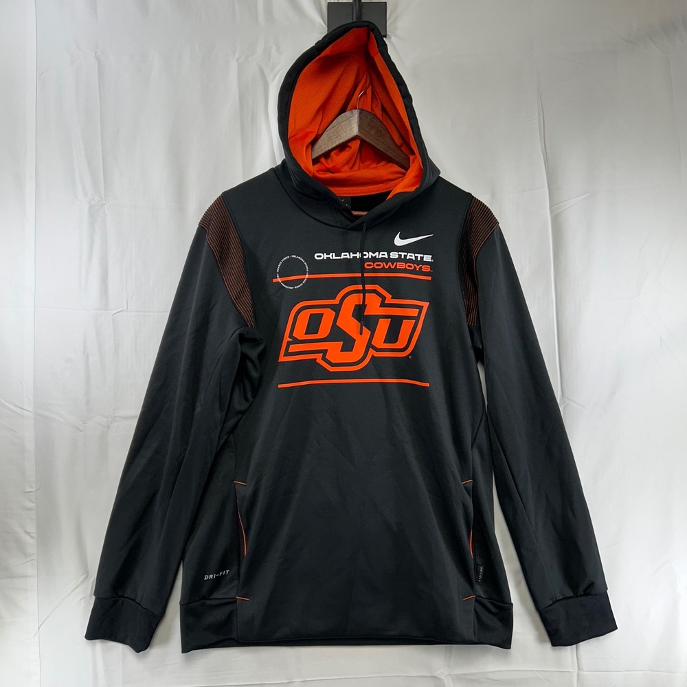 Nike Oklahoma State Cowboys Hoodie Mens M Black Orange Dri-FIT‎ On Field DC6259